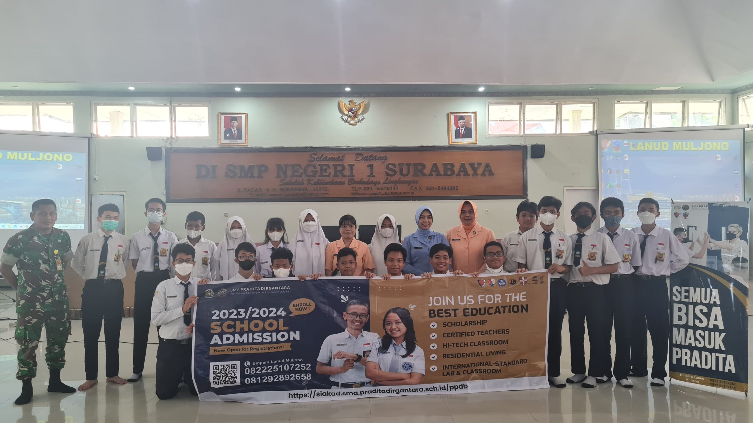 Lanud Muljono Laksanakan Sosialisasi SMA Pradita Dirgantara di SMPN 1 Surabaya