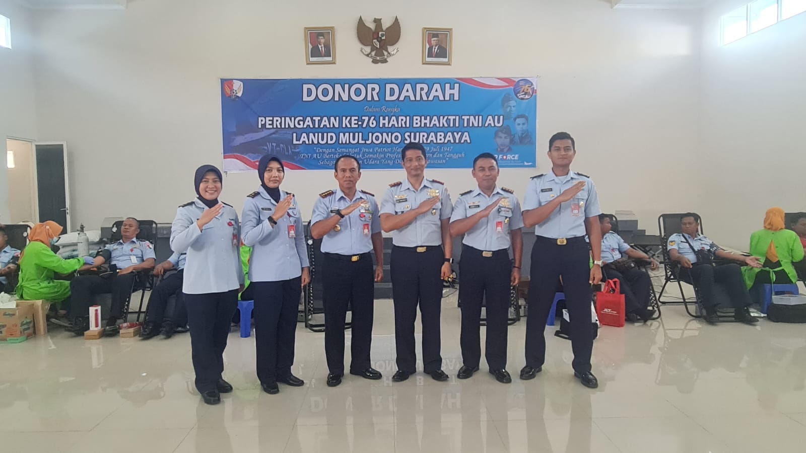 Lanud Muljono Surabaya Gelar Donor Darah Hari Bhakti TNI AU ke-76 Tahun 2023