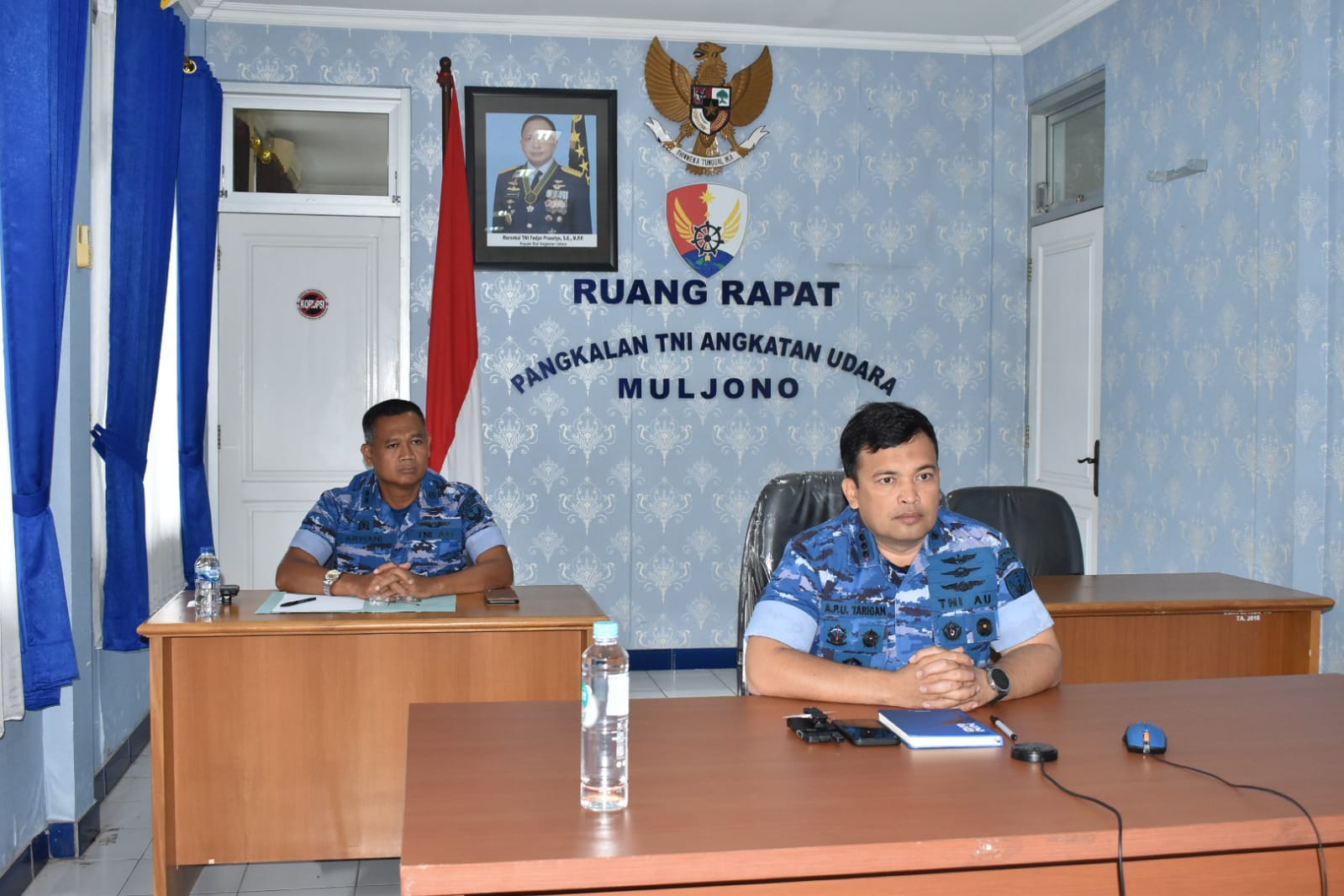 Danlanud Muljono Ikuti Vicon Webinar Dukungan TNI Dalam Upaya Penurunan Stunting di Indonesia