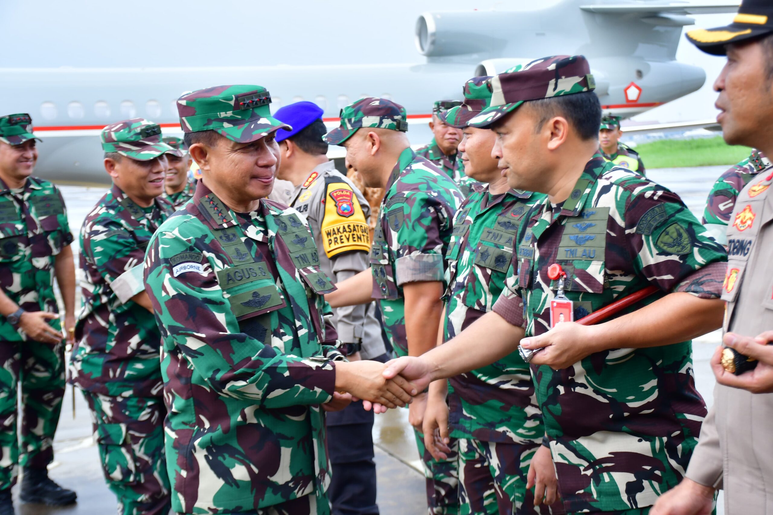 Danlanud Muljono Surabaya Sambut Kedatangan Panglima TNI